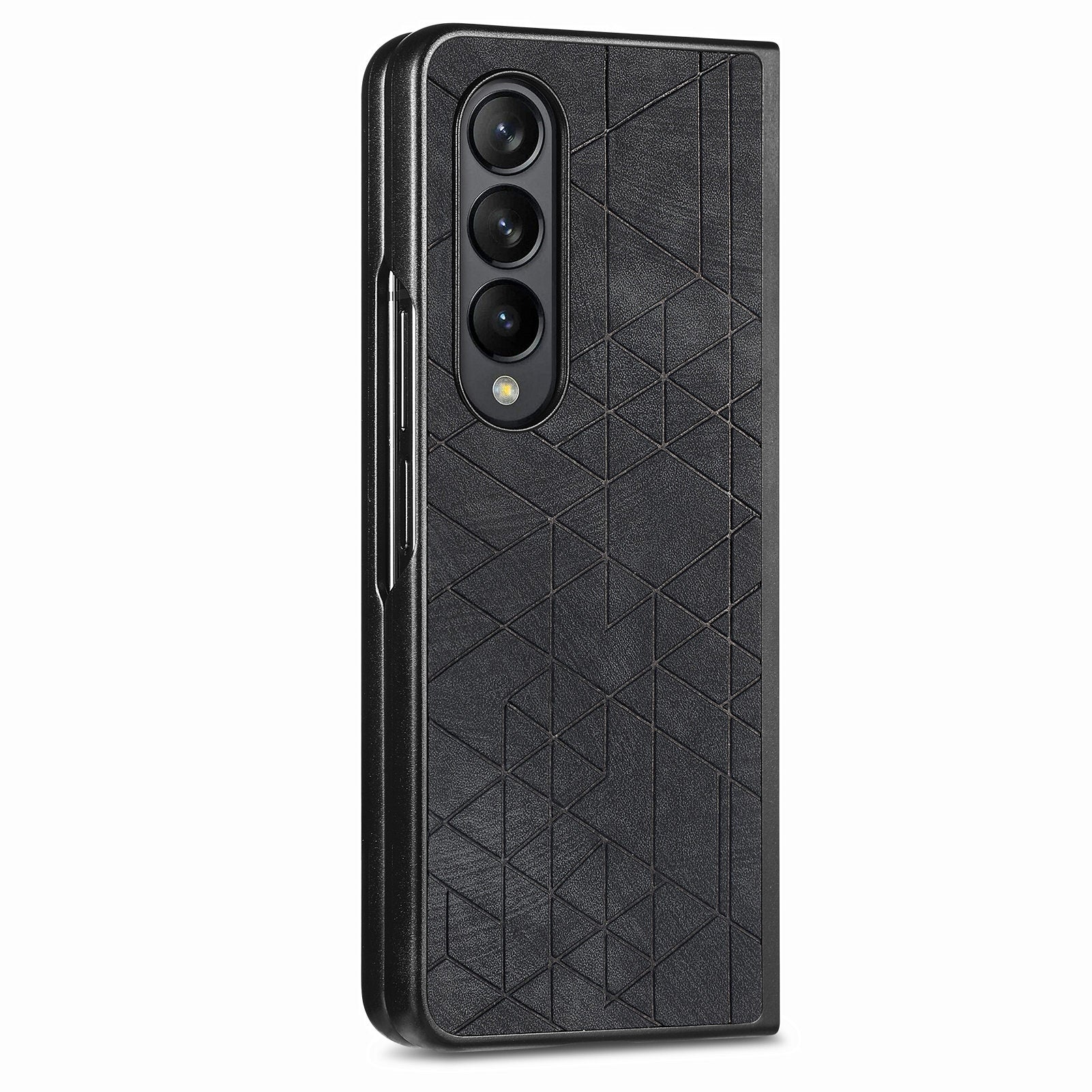 Til Samsung Galaxy Z Fold4 5G Anti-Drop Beskyttelsesetui PU Læder PC Imprinted Geometry Telefoncover Til Samsung Galaxy Z Fold4 5G Anti-Drop Beskyttelsesetui PU Læder PC Imprinted Geometry Telefoncover